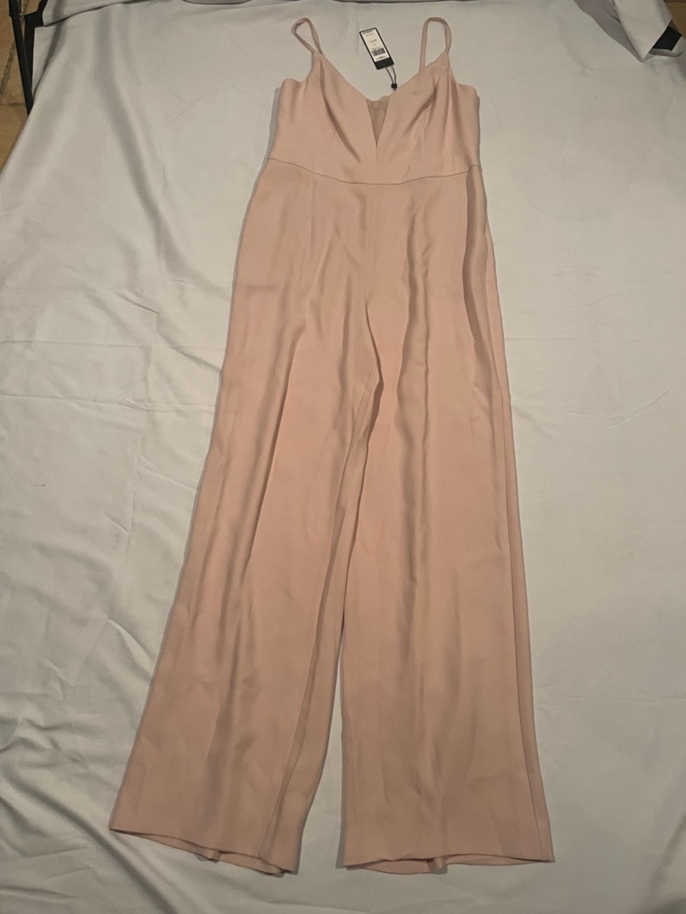 BCBG Blush Pink V-Neck Wide-Leg Jumpsuit